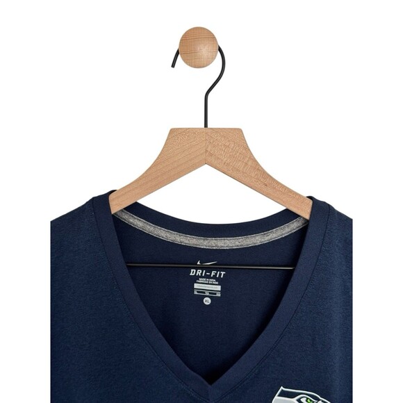 WOMENS Nike Seattle Seahawks Super Bowl Champions 2014 V-Neck T-Shirt XL - Picture 5 of 7